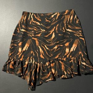 Topshop Tiger Print Ruffle Hem Skirt | Animal Print | US 6 | NWT
